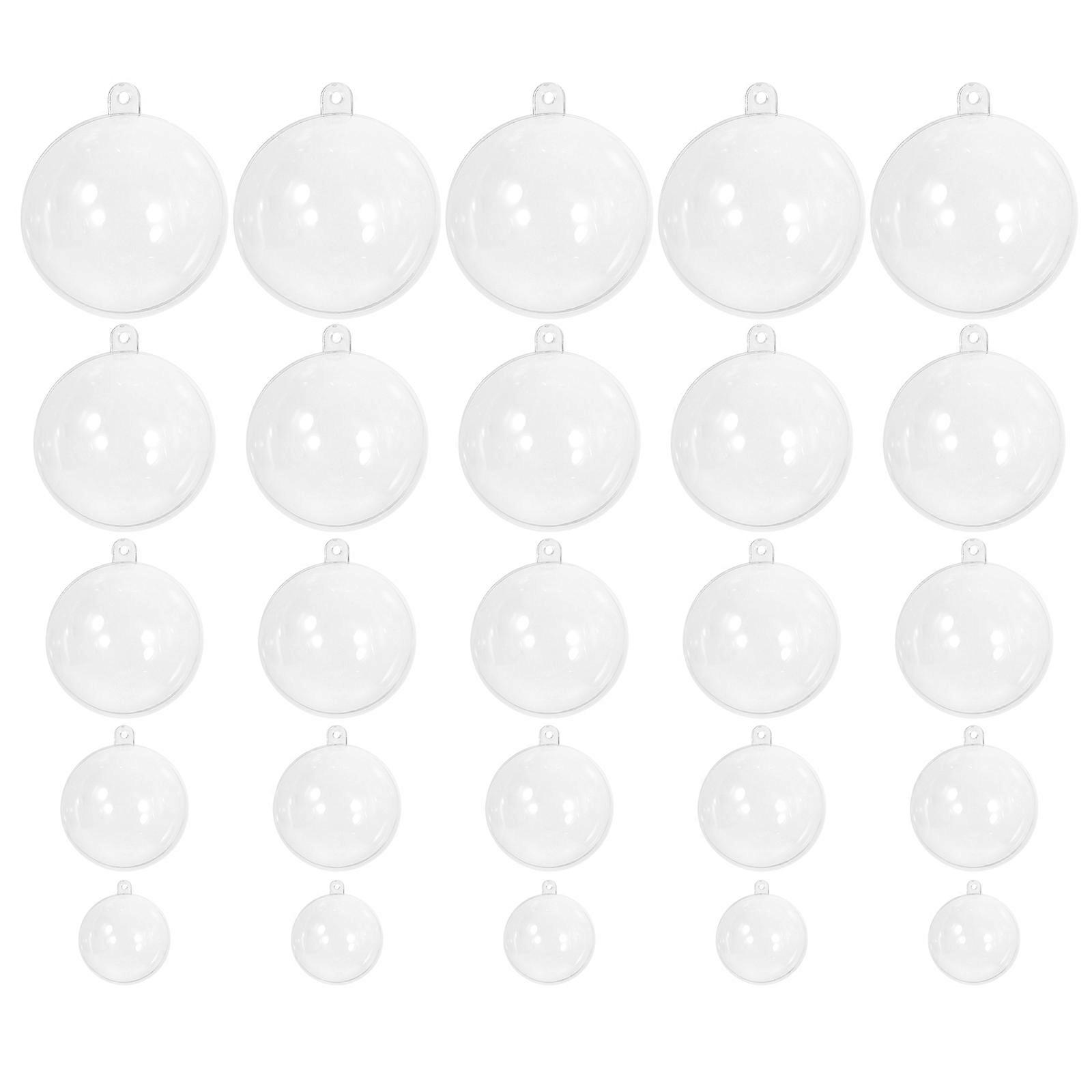25pcs Transparent Round Fillable Hanging Ornaments Christmas Balls Clear Plastic Fillable Baubles Ball