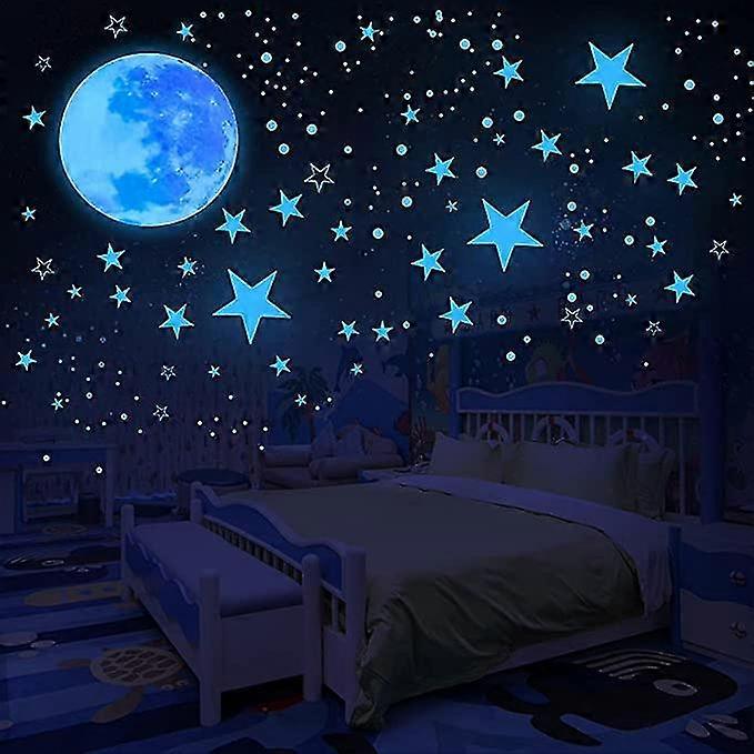 Glow In The Dark Moon And Stars For Ceiling Stickers For Kids room dcor