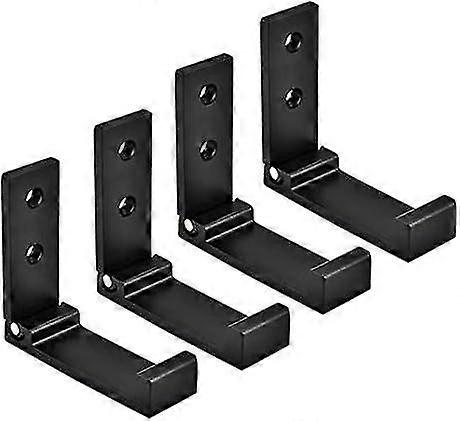 4Pcs Folding Hook Foldable Coat Rack Hook For Clothes Bathroom (Black)