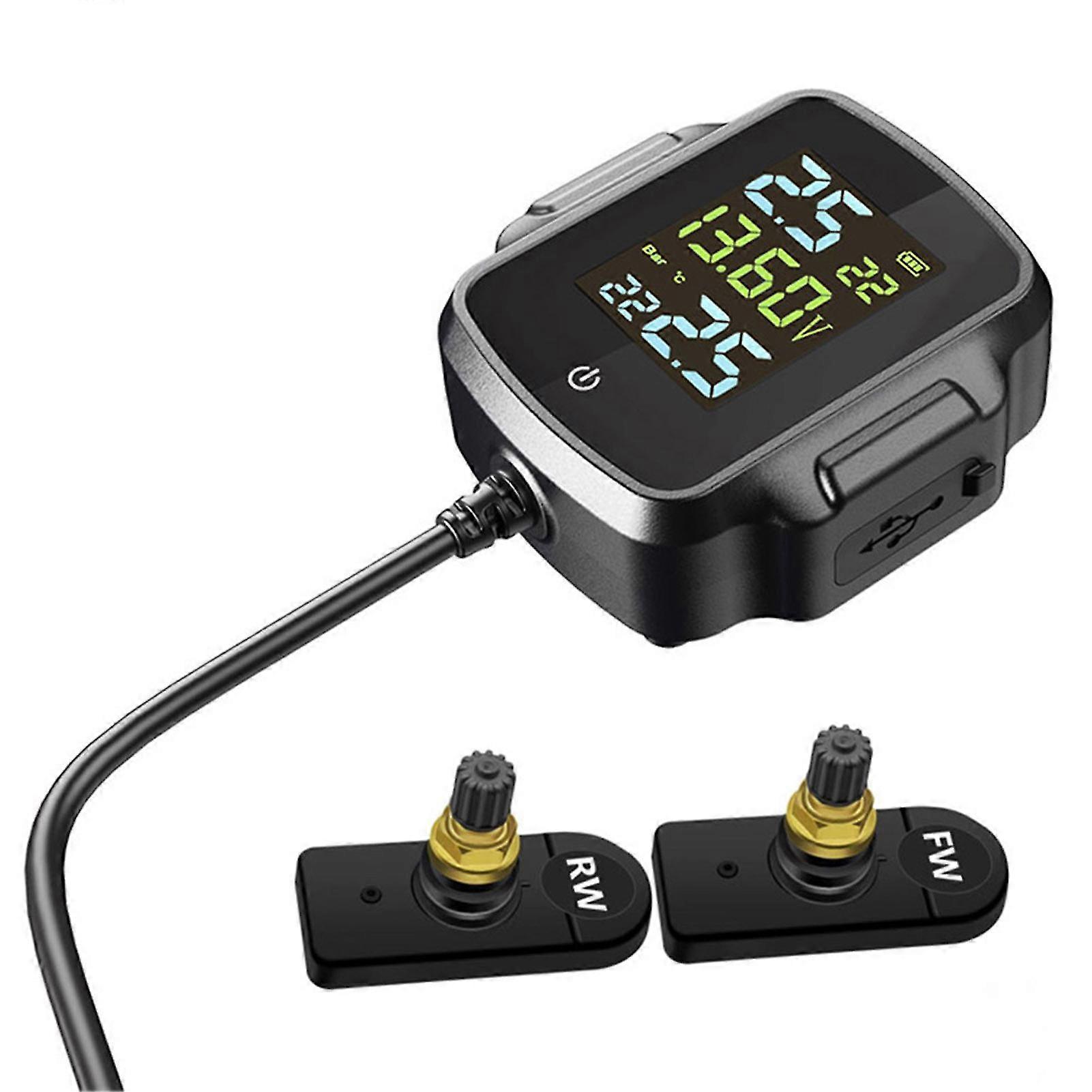 Tire Pressure Monitoring System For Motos Digital Display Tire Temperature Detector For Motorcycle E-bike