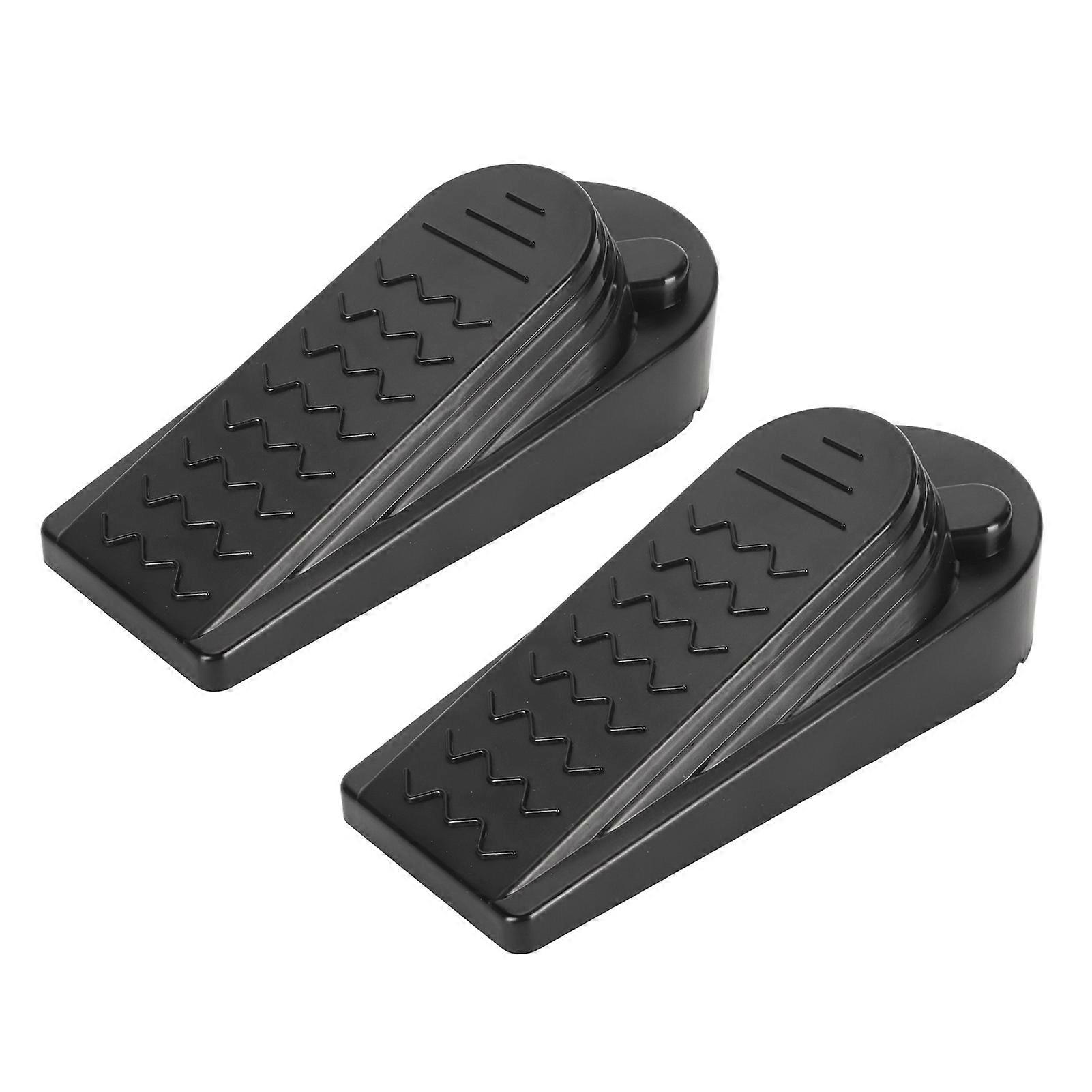 2 Sets Door Stoppers Prevent Collision Minimalist Black Heavy Duty Stackable Door Stops with Base for Bottom of Door Wave Stripe Shell