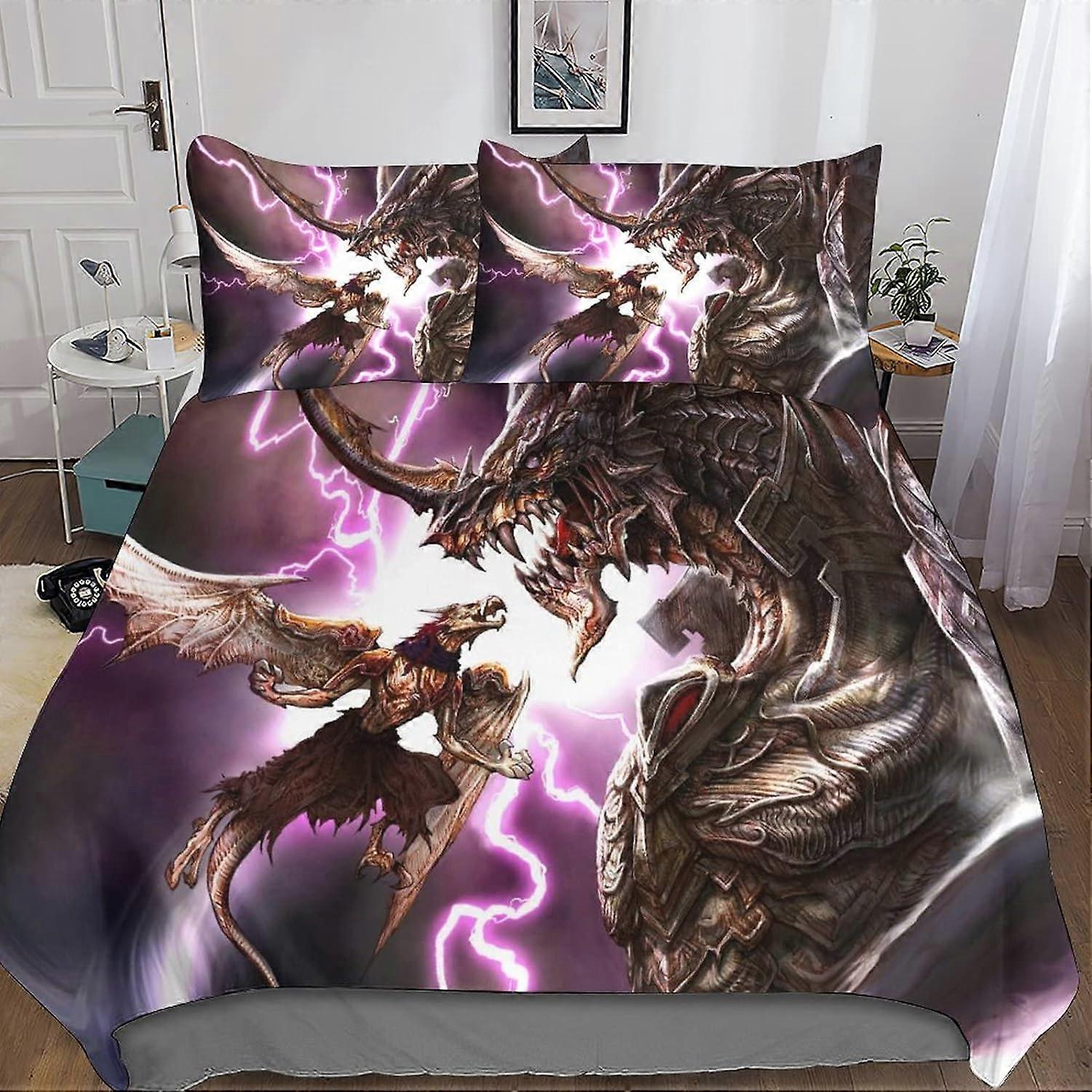 Dragon påslakan, Dragon King sängkläder set Barnens juniorpåslakan + örngottsset -Fuktbeständig, allergivänlig i ett stycke 13