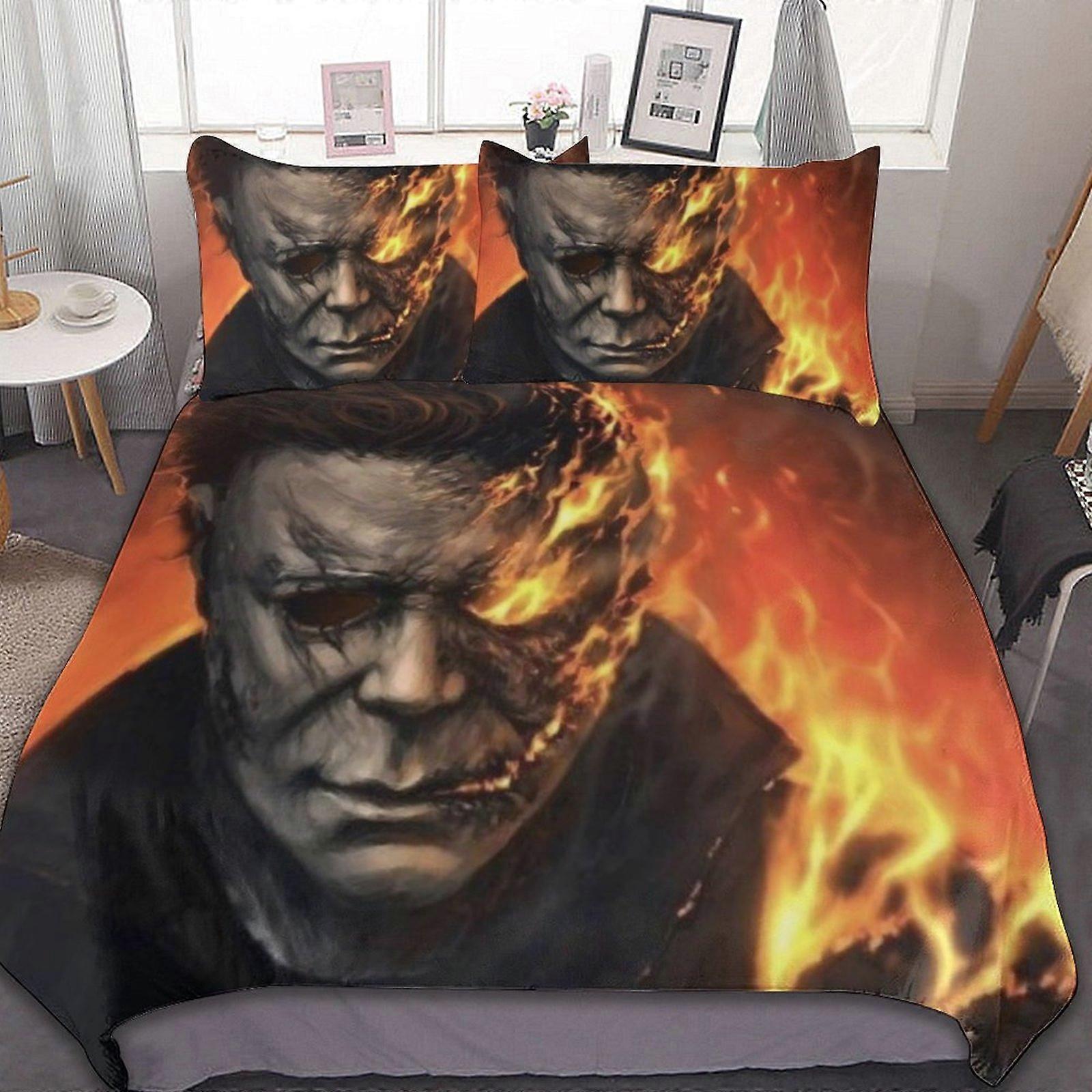 Michael Myers Halloween 3 st lakan set Andningsbart påslakan med 2 kuddar Sham Soft All Seasons Sängkläder Set hn46
