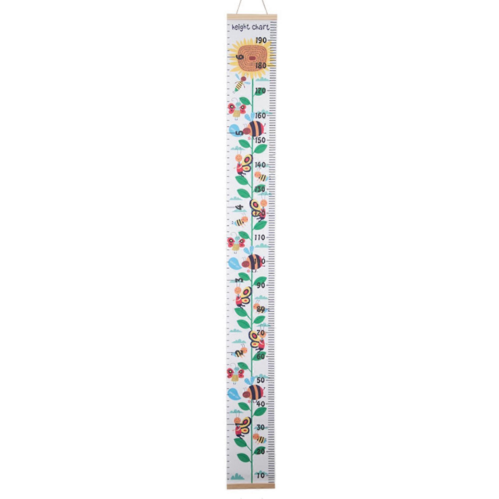 Kids Growth Chart Wood Frame Canvas Height Measurement Ruler from Baby to Adult for Child\'s Room