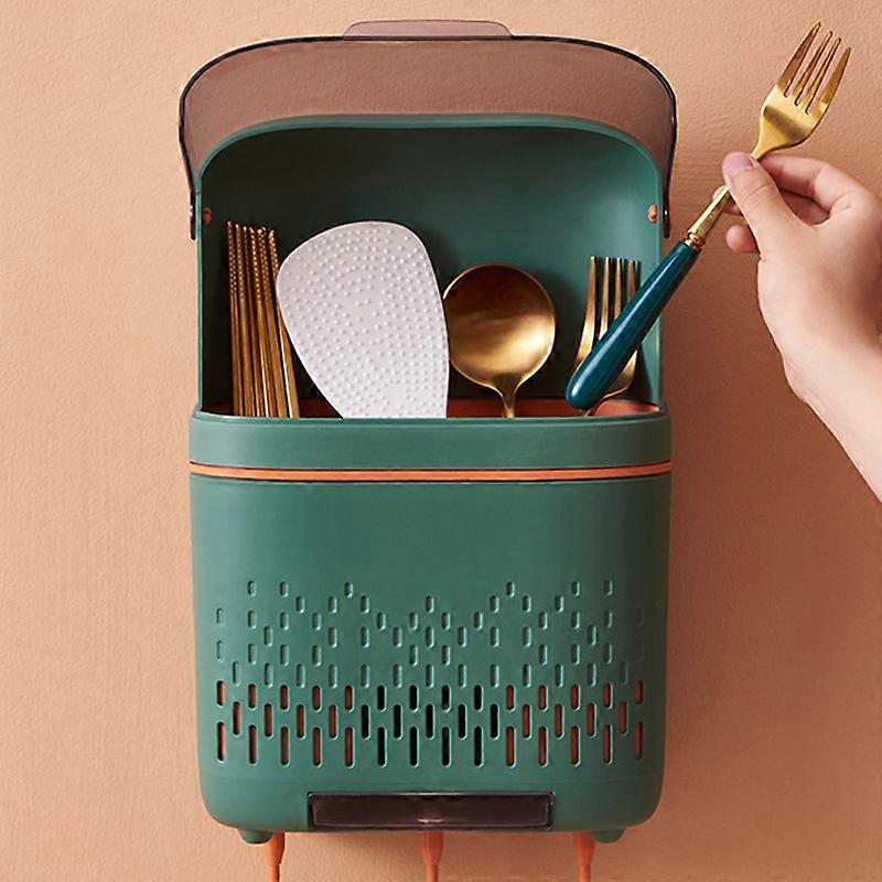 Hanging Chopstick Holder Flatware Organizer Kitchen Utensils Drying Rack Basket With Hook for