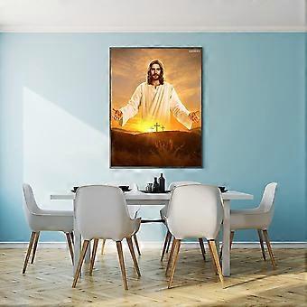 Kit de peinture diamant Jésus par numéros - Kit de peinture diamant 5D - Jésus religieux - Peinture à pois ronds - Artisanat - Décoration d'intérieur - 30 x 40 cm (JS-5