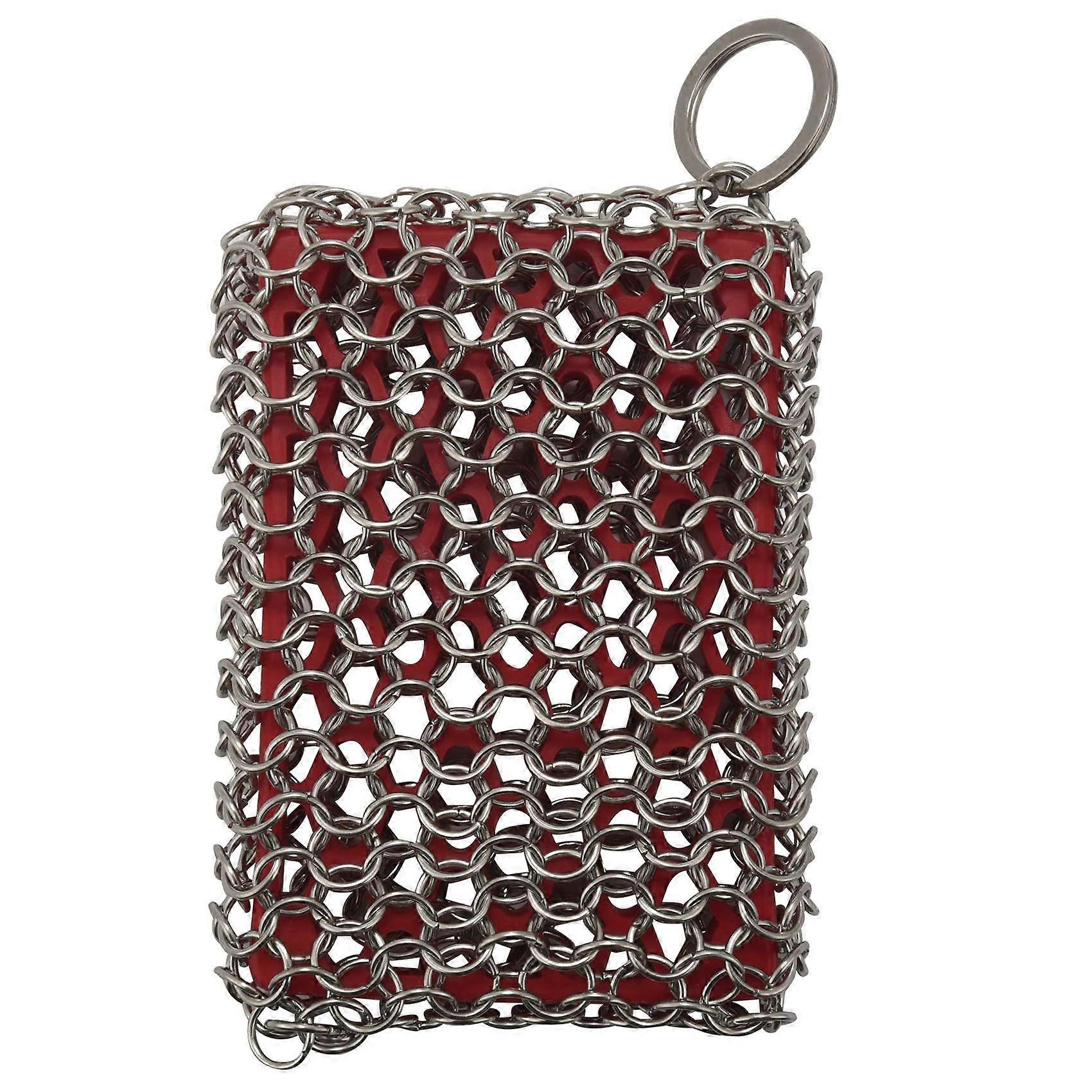Cast Iron Skillet Cleaner,316 Stainless Steel Chainmail Cleaning Scrubber Silicone Scrubber,for Kit