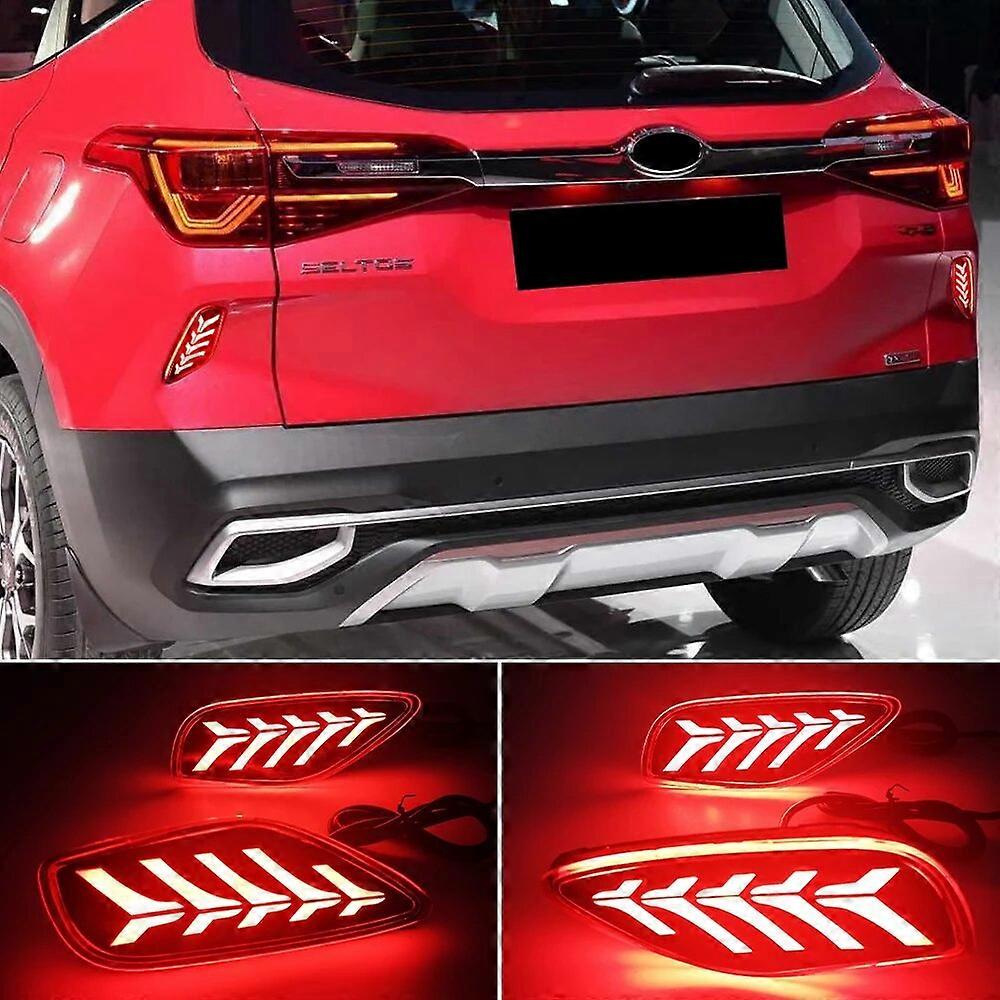 CSCSNL 1 Pair LED Reflector For Kia Seltos 2019 2020 2021 Car Tail Light Rear Bumper Light Rear Fog Lamp Brake Light turn signal