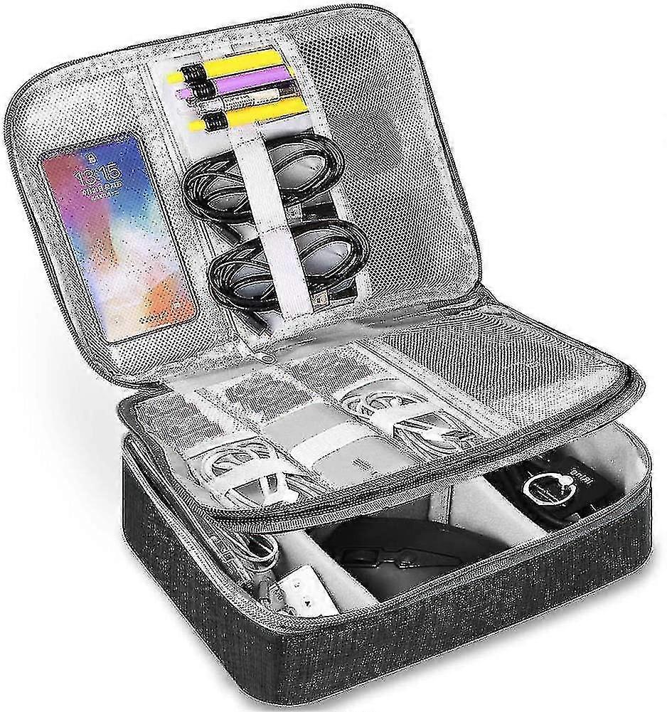 Electronic Bag - Double Layer Electronics Accessory Organizer - Universal Travel