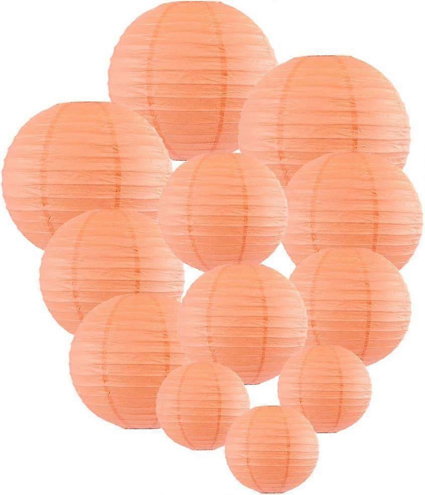 12 PCS Paper Lanterns Multicolor Decorative Round Paper Lanterns For Festival Party Anniversary With 4 Sizes