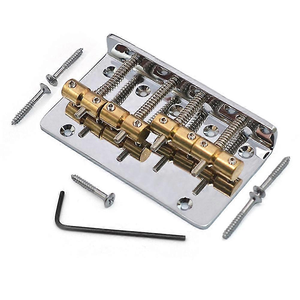 4 String Fixed Brass Saddle Bridge Pull String Plate For 5 String Electric Accessories