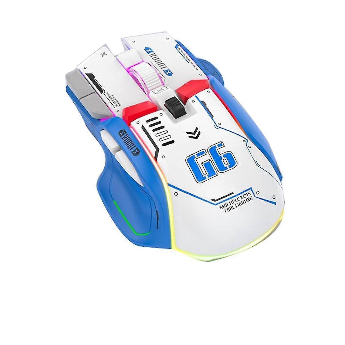 G6 Wireless Gaming Mouse 3 Modes 4000 11 RGB Backlit Rechargeable Silent Computer Gaming Mice -White