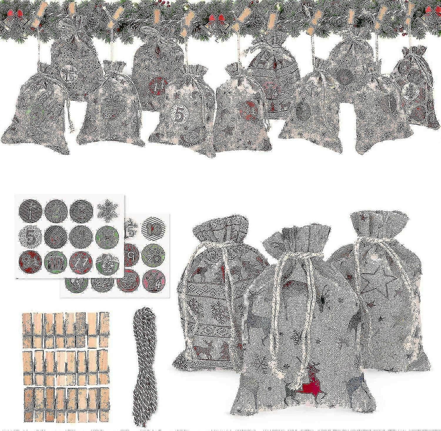 Small Bags, Diy Advent Calendars,with Drawstring, Craft (24 Pcs)