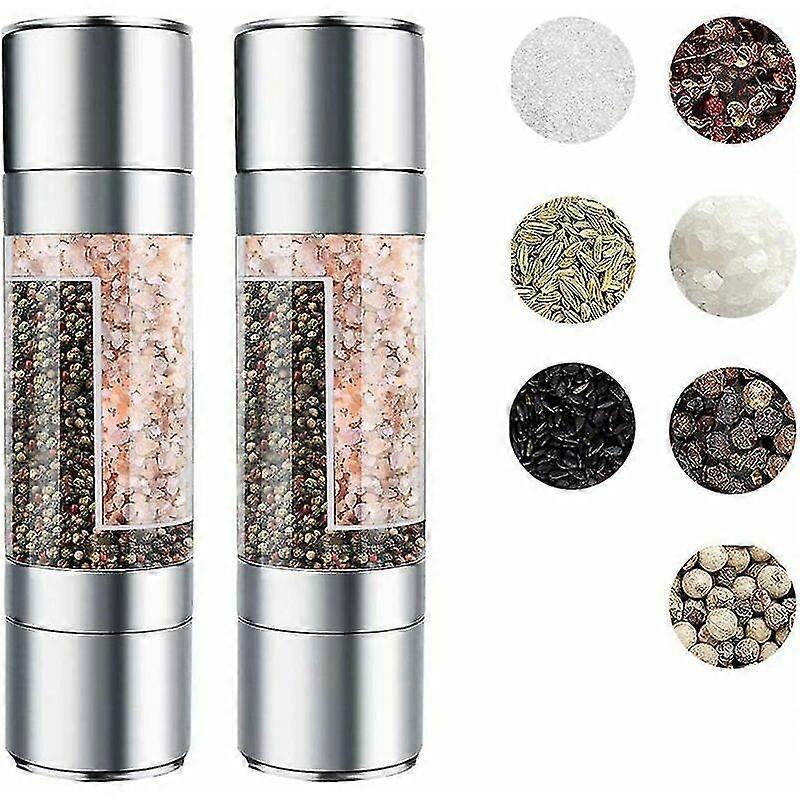 Pepper Mill 2-in-1 Manual Salt Mill Adjustable Grain Size Brushed