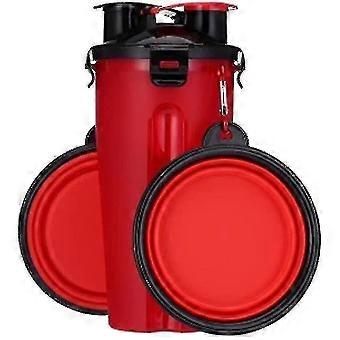 Portable 2 In 1 Pet Bottle With 2 Folding Bowls (blue)(color:red)