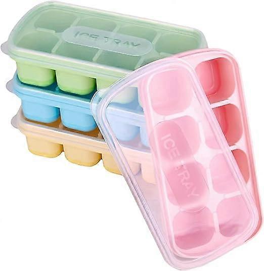 4 Pcs Ice Cube Molds, Ice Cube Tray with Lid Stackable and Dishwasher Safe