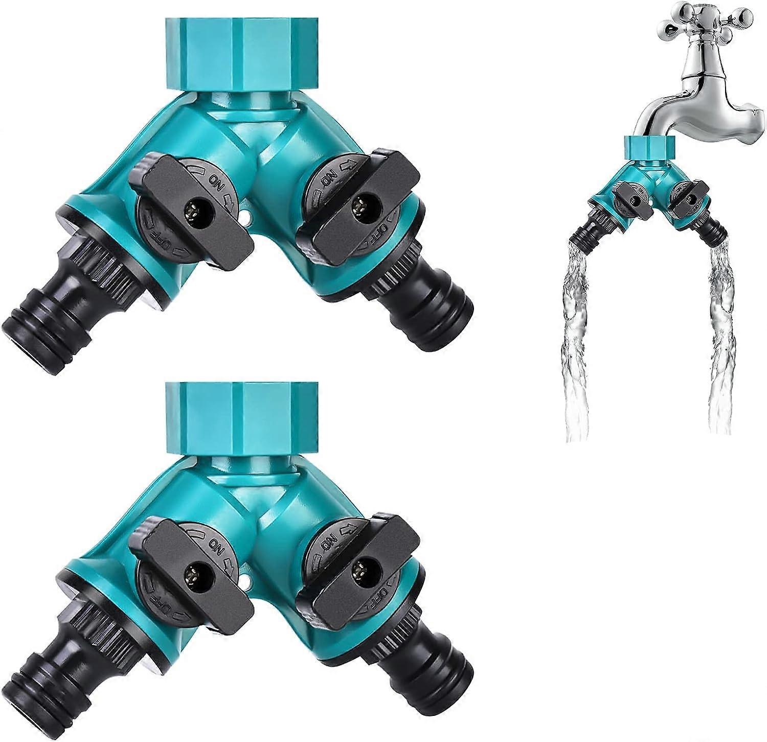 2-way distributor: Y-Distributor for simultaneous connection of two devices, 3/4 inch for connection of 2 devices, adjustable and lockable water flow,