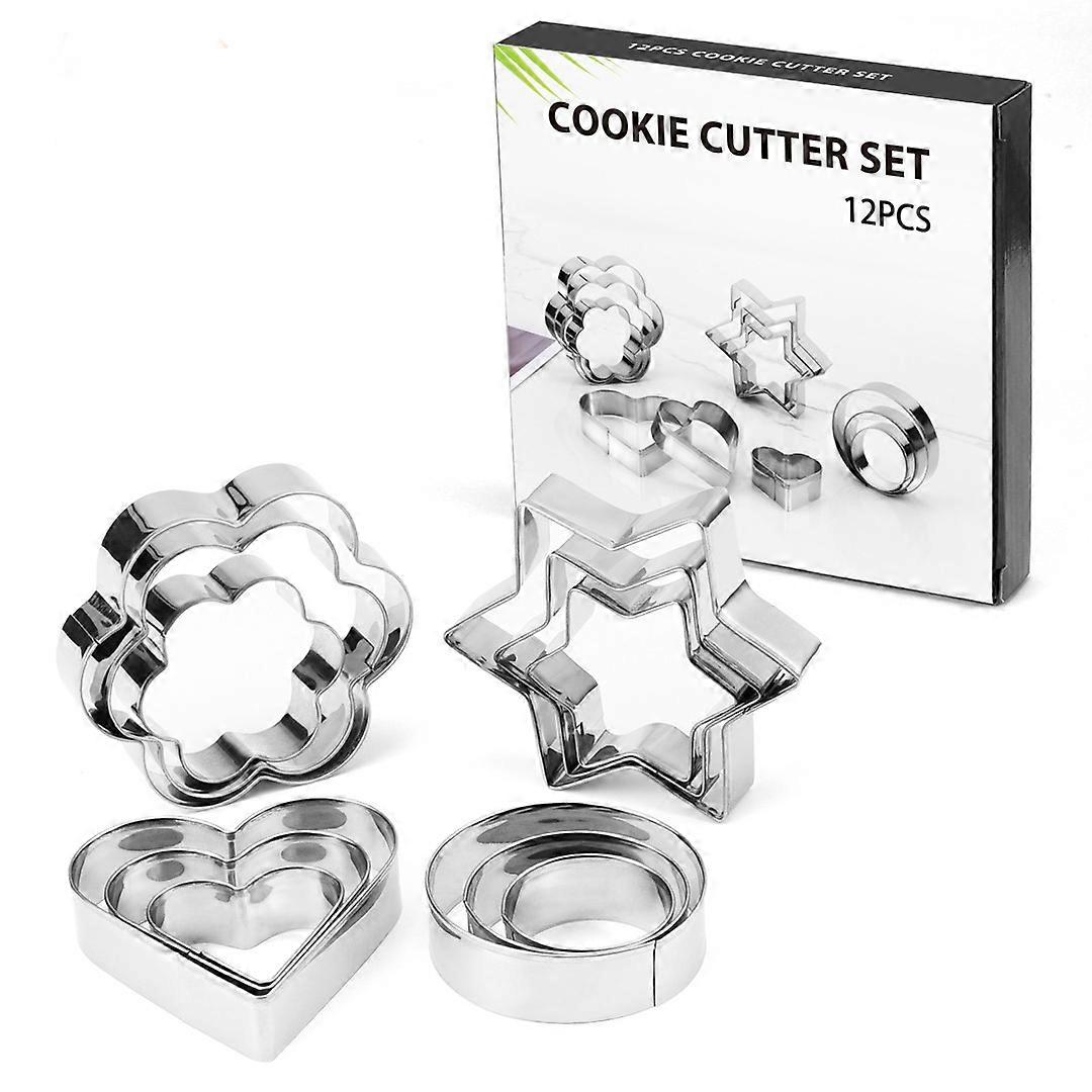 12 pcs Baking tools, Baking molds, Cutters, Gingerbread molds Silver