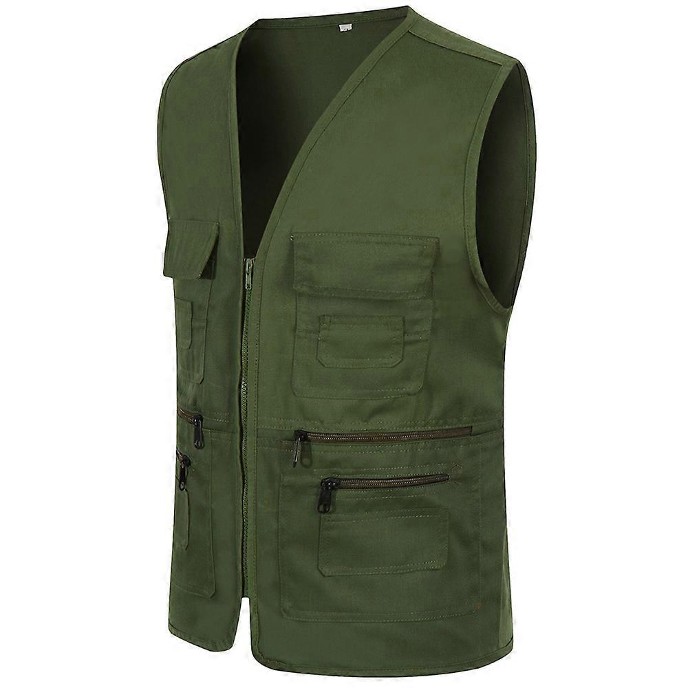 Män Multi-Pocket Utility Vest Fiske Väst Vandring Gilet Jacka Kappa