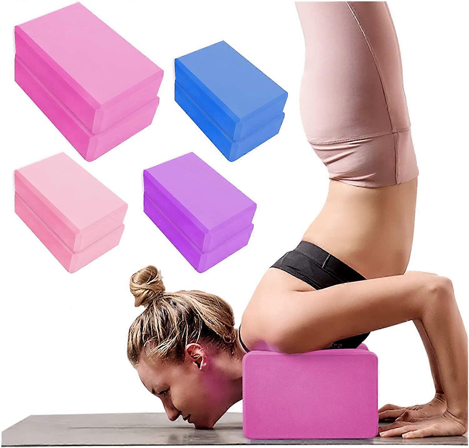 2 Pack Yoga Blocks High Density EVA Foam Brick Soft Non-Slip Surface Exercise Bricks Stability and Balance for Exercise, Yoga, Pilates, Meditation, Ai