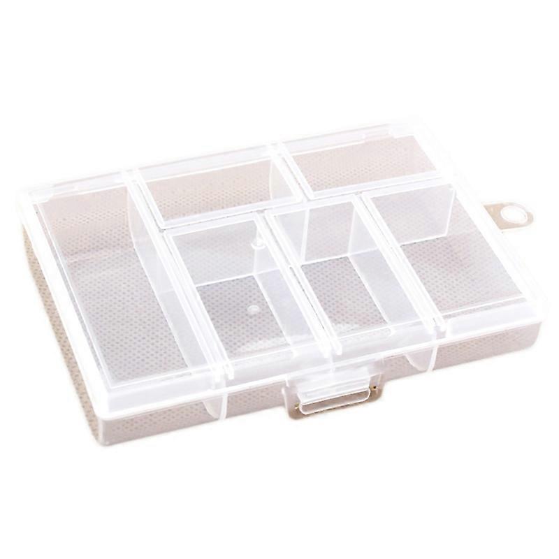 Portable Plastic 6 Grid Transparent Jewelry Bead Hardware Storage Container Box