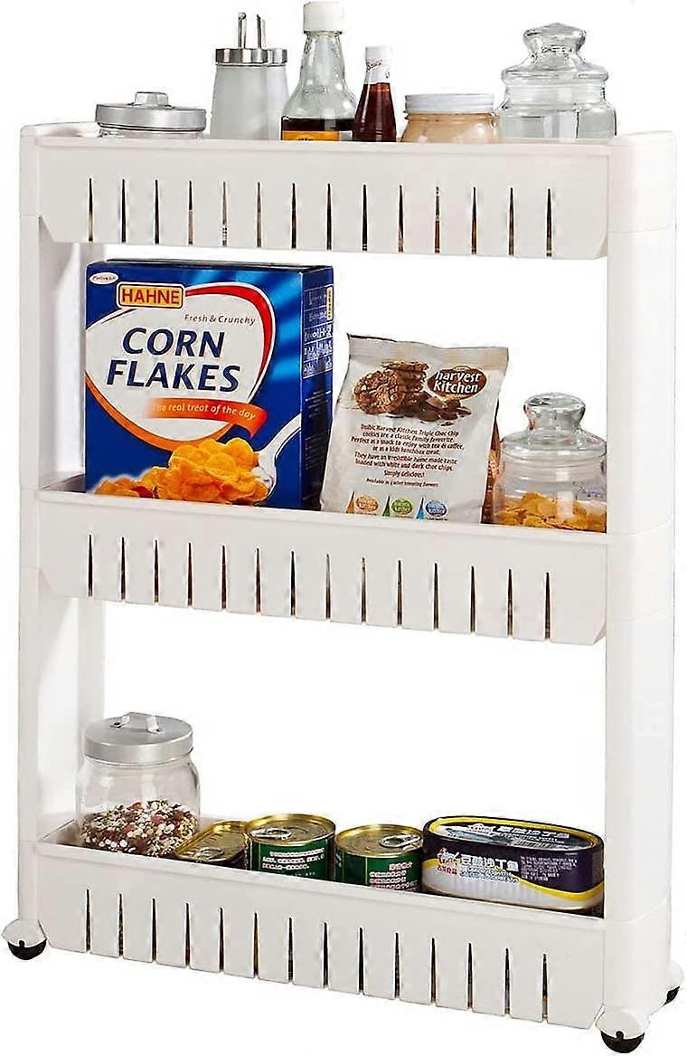 Slim Slide Out Kitchen Trolley on Wheels 3 Tier