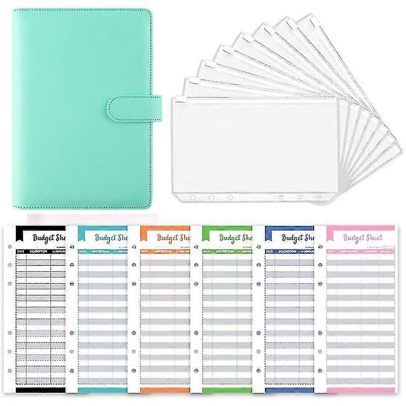 A6 Binder Budget Planner Notebook Covers Folder Size 6 Hole Pockets Plastic Zipper Money Saving Envelope