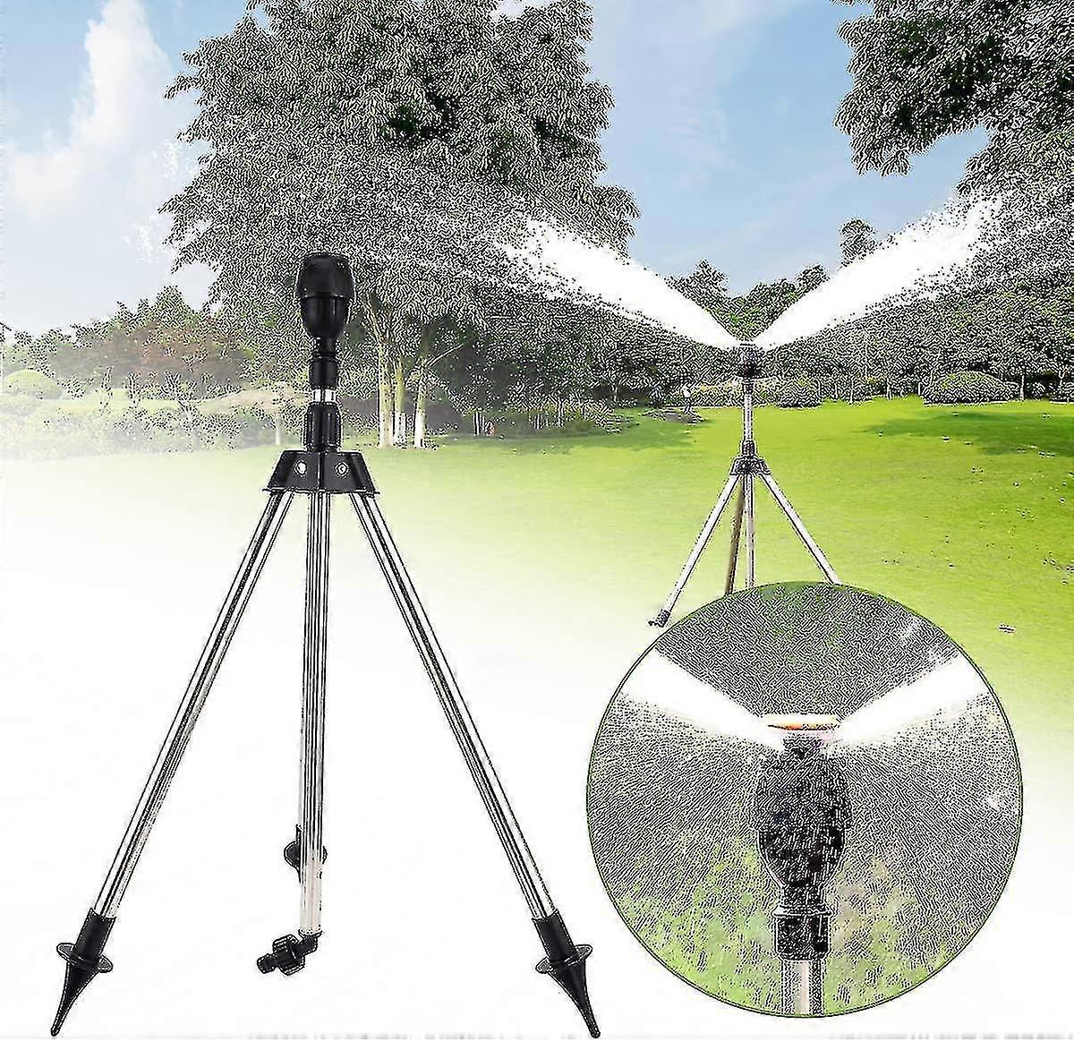 Roterende Statiefsprinkler - 360° - 1/4" Aansluiting - Bereik 8-12m - Verstelbaar Tot 90cm - Roestvrij Staal & Kunststof - Voor Gazon En Tuin
