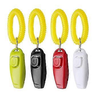 Dog Training Clickers, 4pcs Dog Whistle Clicker 2 In 1 Whistle And Clicker Pet Training Tools With Wrist Strap