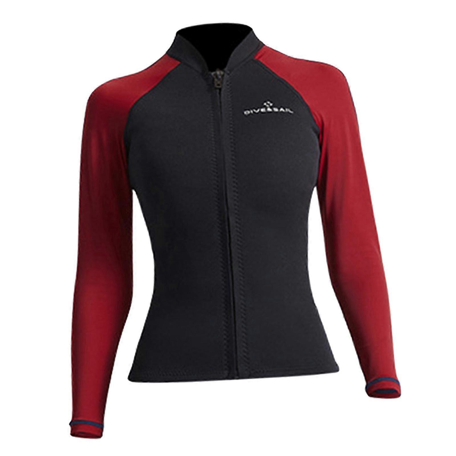 Uomo Donna Giacca ad asciugatura rapida Muta Nuoto Surf bagnato Snorkeling Costumi da bagno Top Donna Rosso XL