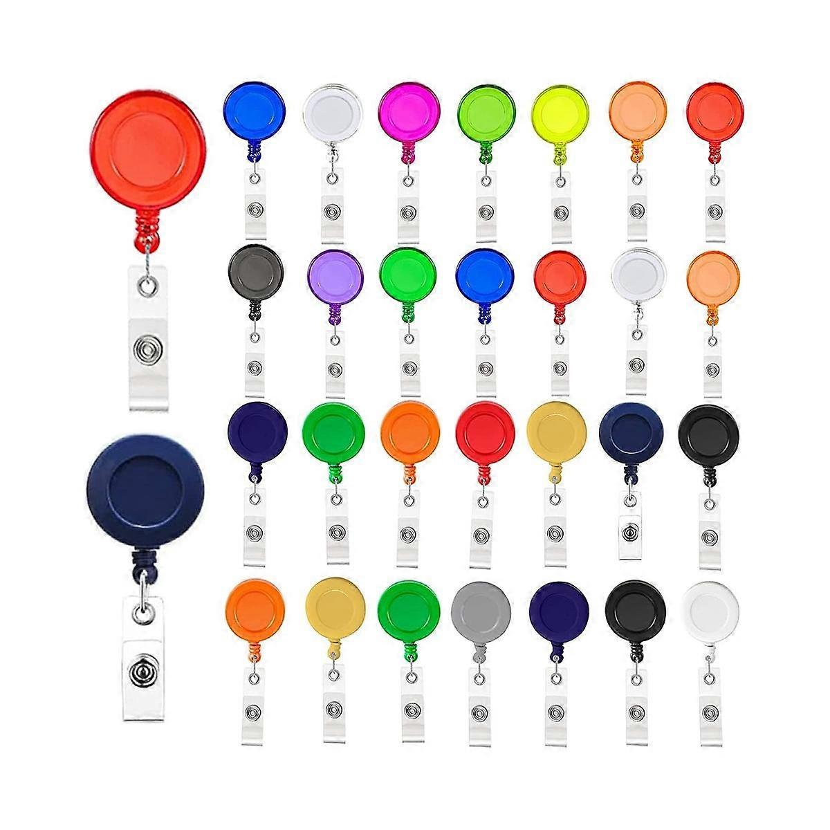 Retractable Badge Reels, 30 Pack Colorful Badge Clips Holders for Name ID Card Key Card