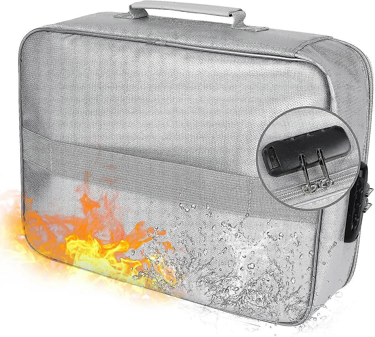 Fireproof Document Organizer With Lock,with Waterproof Zipper,fireproof Safe