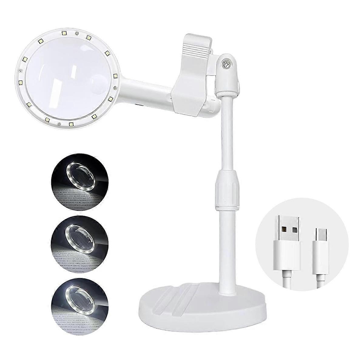 30X 60X Magnifying Glass with 12LED Lights and Stand,Lluminated Magnifier Reading Magnifying Glass
