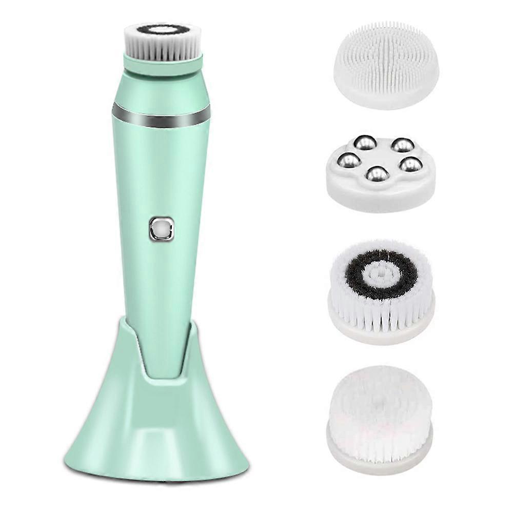 4-in-1 Electric Powered Facial Cleansing Brush Exfoliating Brush And Face Massager , Rechargeable Waterproof Deep Cleansing And Soft Touch, For Skin C