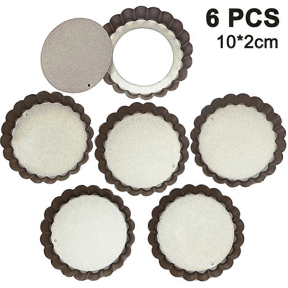6pcs Nonstick Tart Pan - Removable Bottom, Black Pie Pan