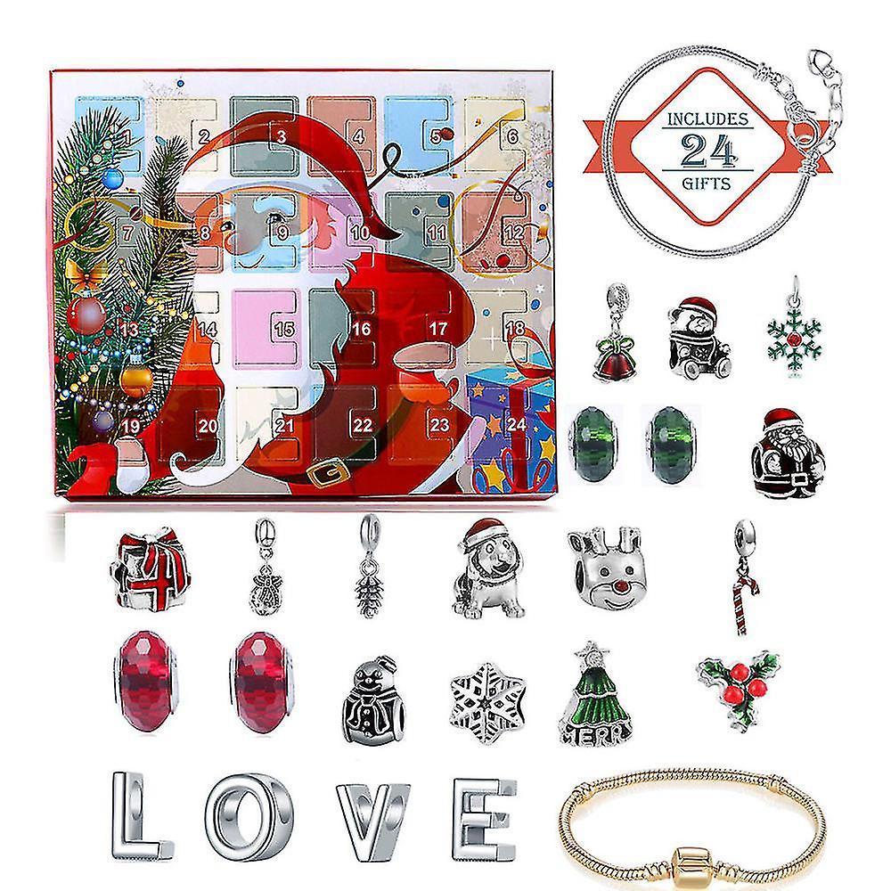 2023 Merry Christmas 24 Days Countdown Advent Calendar Diy Bracelet Pendant Blind Box Xmas Gift