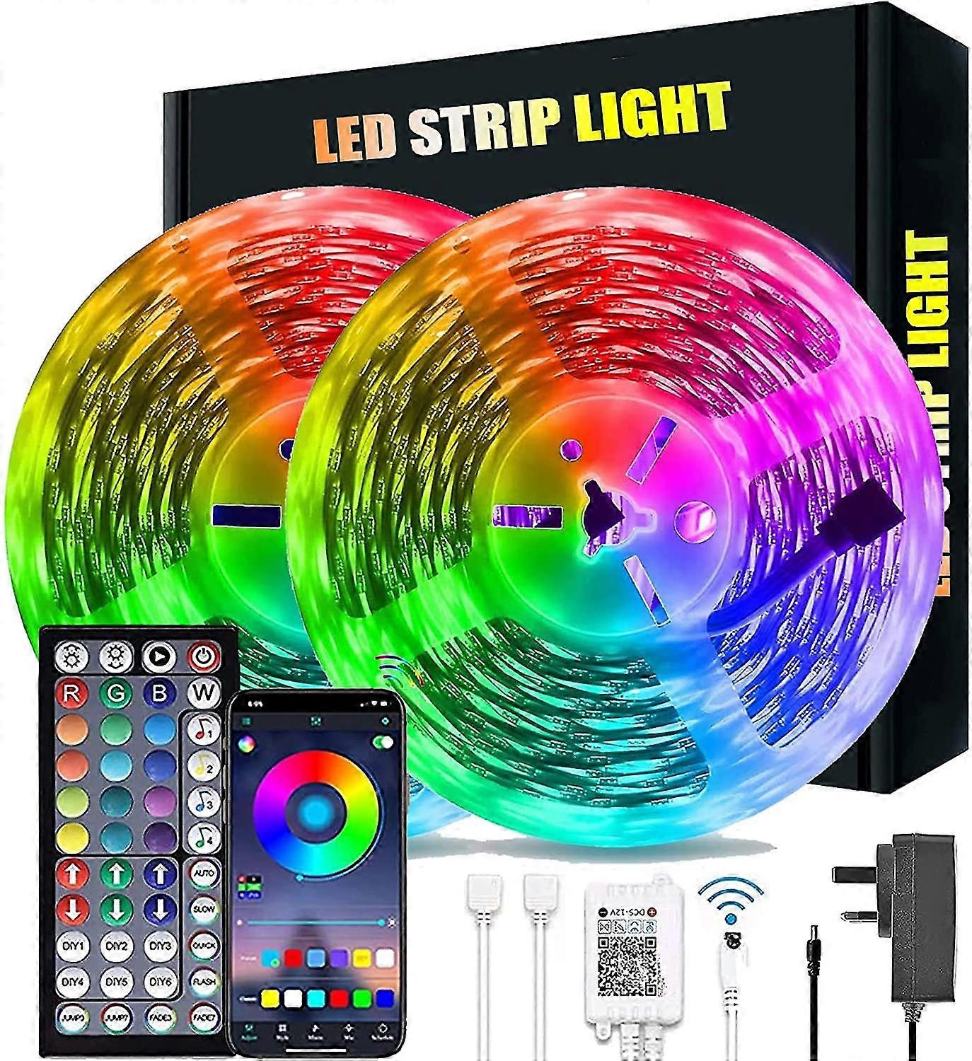 20m Led Lights Bluetooth Rgb Lights Led Tape Lights With 44-keys Remote Music Sync Colour Changing Led Mood Strip