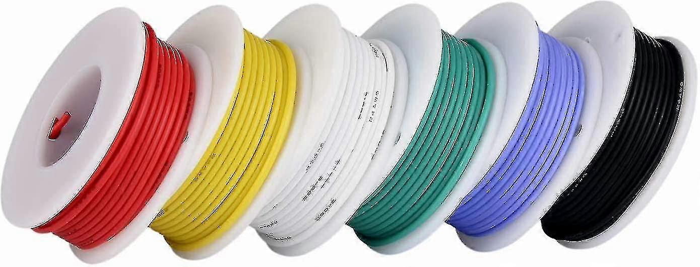 26 Awg Wire, Hook Wire Kit Flexible Silicone Wire (10m Spool In 6 Different Colors) 300v High Temperature Resistant Wire