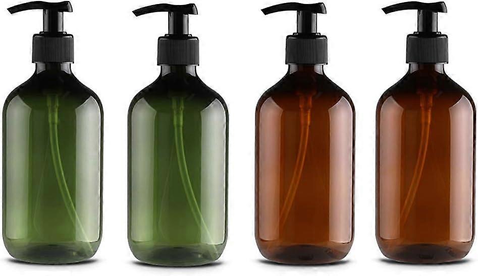 4Pcs 500ml Empty Shampoo Bottles, Opaque Versatile Pump Bottles Soap Dispenser Bottles Drip-free Lotion Container Refillable Liquid Dispensers for Dis