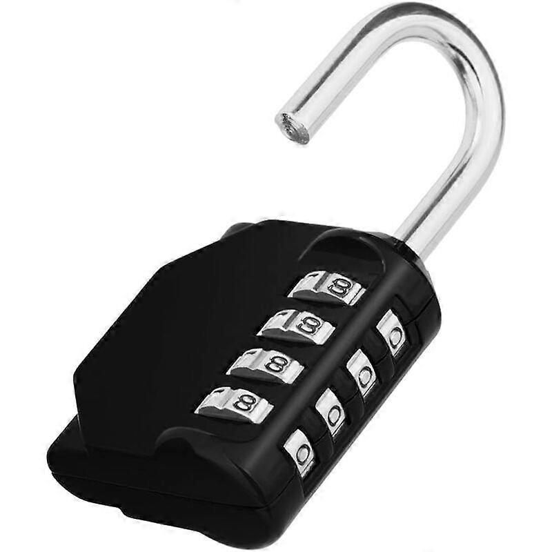 4-digit code padlock, Coded padlock for sports, college, school locker, Exterior combination lock for gate, garden shed, black