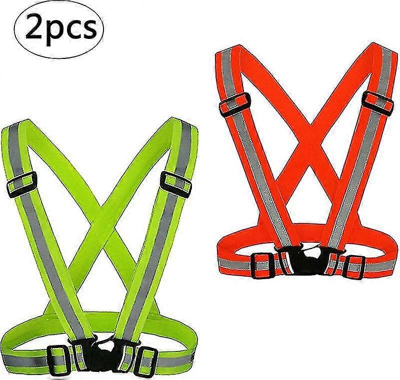 2 Pieces Reflector Vest Adjustable For Cycling Jogging In The Dar