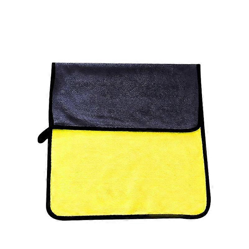 מגבת שטיפת רכב מגבת אלמוגים בצפיפות גבוהה דו-צדדית קטיפה דו-צדדית מכונית מגבת לרכב עם מברשת מעובה12x12 אינץ' 2 חתיכות