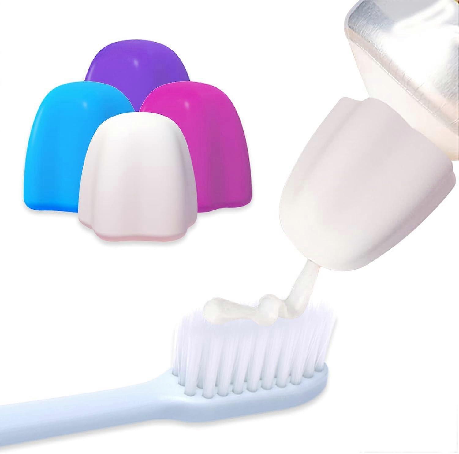 4/8x Self Closing Toothpaste Caps Toothpaste Topper Silicone Toothpaste Squeezer Dispenser Caps for Adult & Kids, Mess-Free Toothpaste Lids