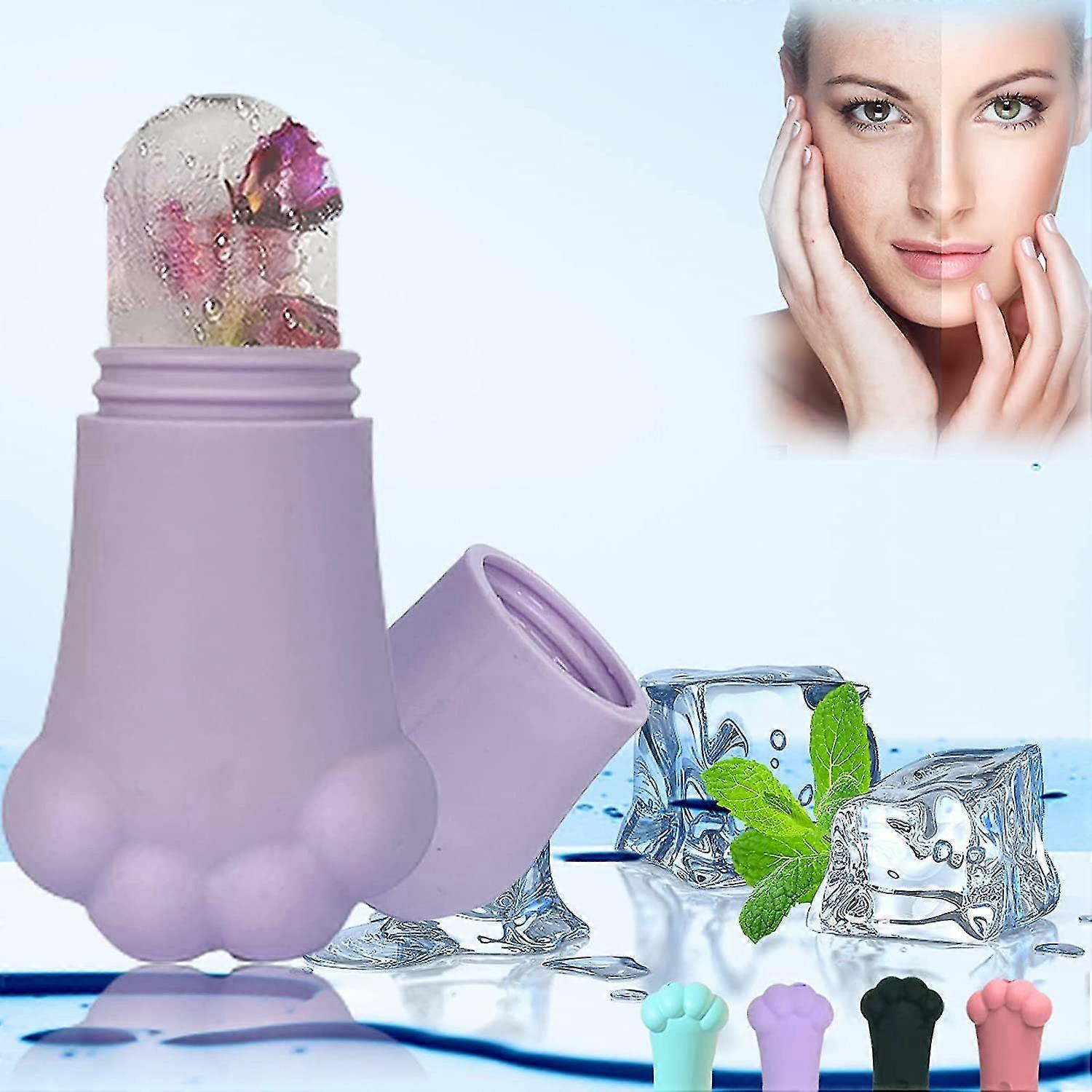 Ice Roller For Face Eyes And Neck Beauty Glow Cube Ice Facial Roller Skin Care Tools To Tighten & Tone Skin & De-puff The Eye Areapurple