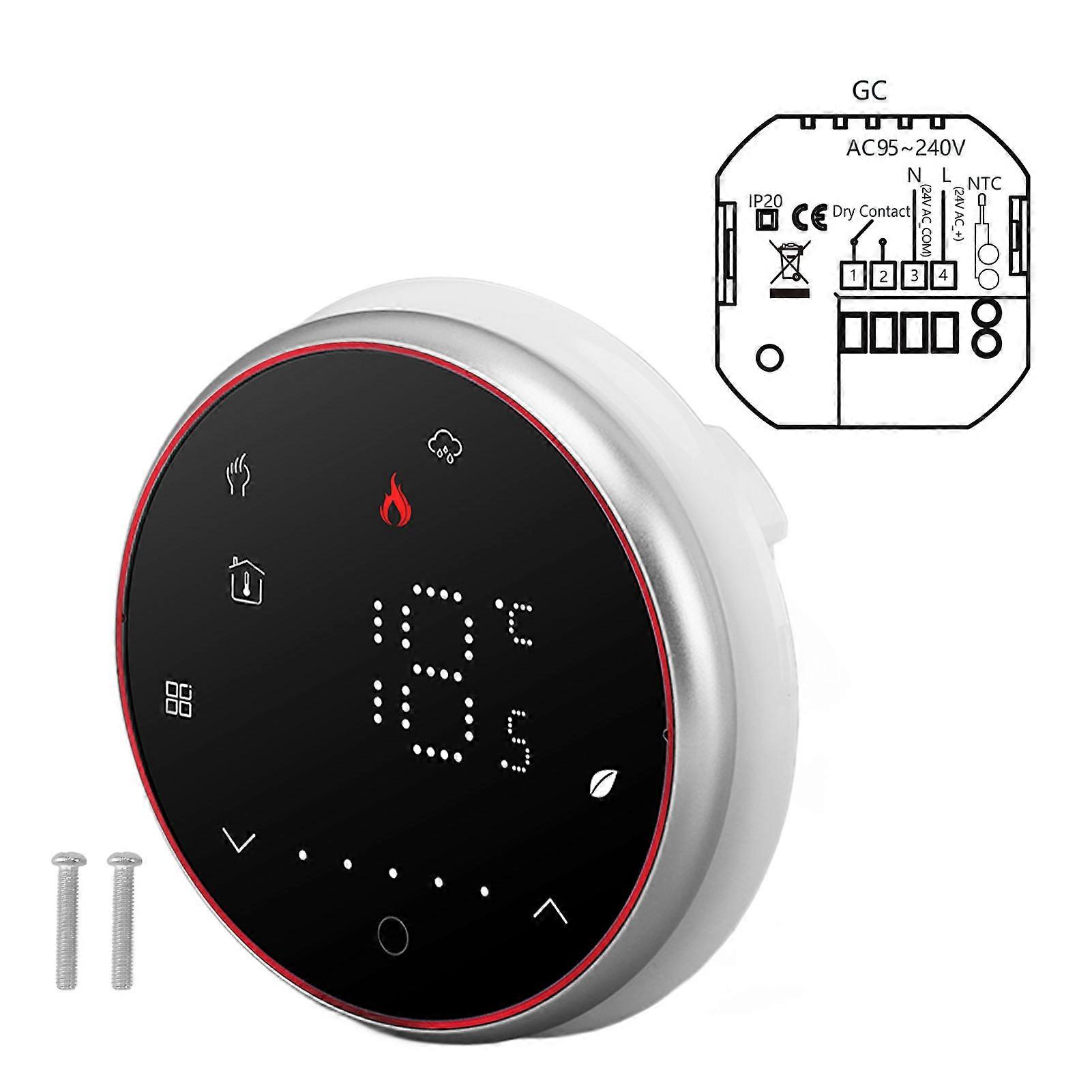 Wireless Smart Thermostat Programmable Smart Home Thermostat for Boiler Heating AC95240V Round Base Black