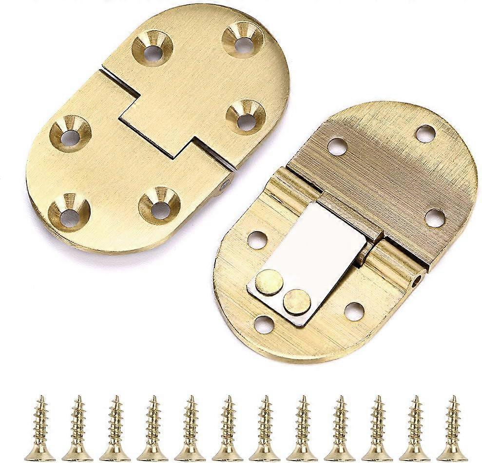2 Pcs Solid Brass Hinges, Drop Front Desk Drawer Butt Hinge for Table Sewing Machine, Doors and Folding Table with Screws (90 Degree)