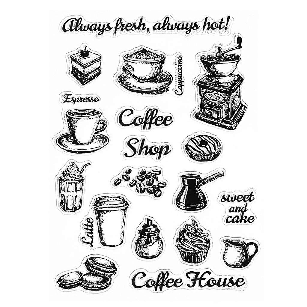 Coffee House Silicone Stamp Coffee Shop Pattern Background Transparent Seal
