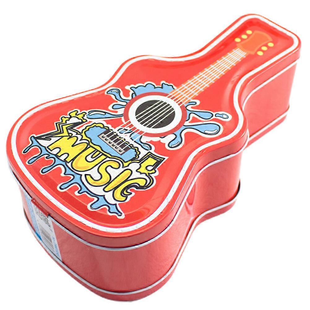 1pc Gitara Kształt Świnka skarbonka Metalowy garnek oszczędnościowy Skarbonka Losowy styl (czerwony czarny)