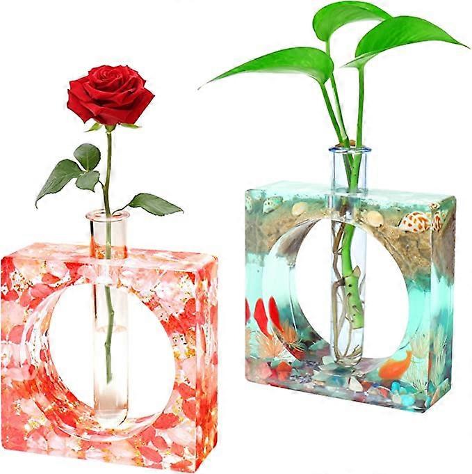Resin Mold for Plant Propagation Station Epoxy Vase Silicone Mold Resin Casting Mold with 6 Test Tubes for Hydroponic/Flowers Home Office Desktop Deco