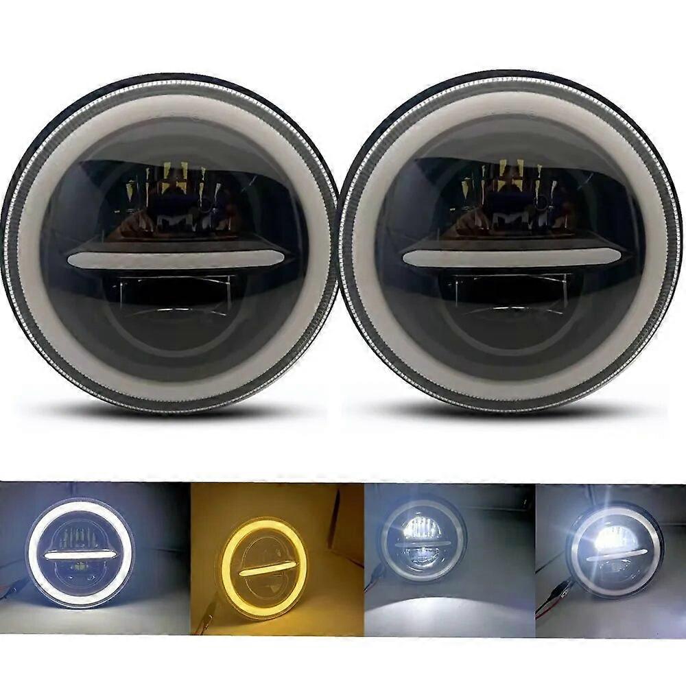 2pc 7» LED προβολείς για Lada Niva Urban 4x4 Suzuki σαμουράι Jeep Wrangler TJ JK Offroad με τα μάτια αγγέλων Φωτοστέφανο DRL φλας